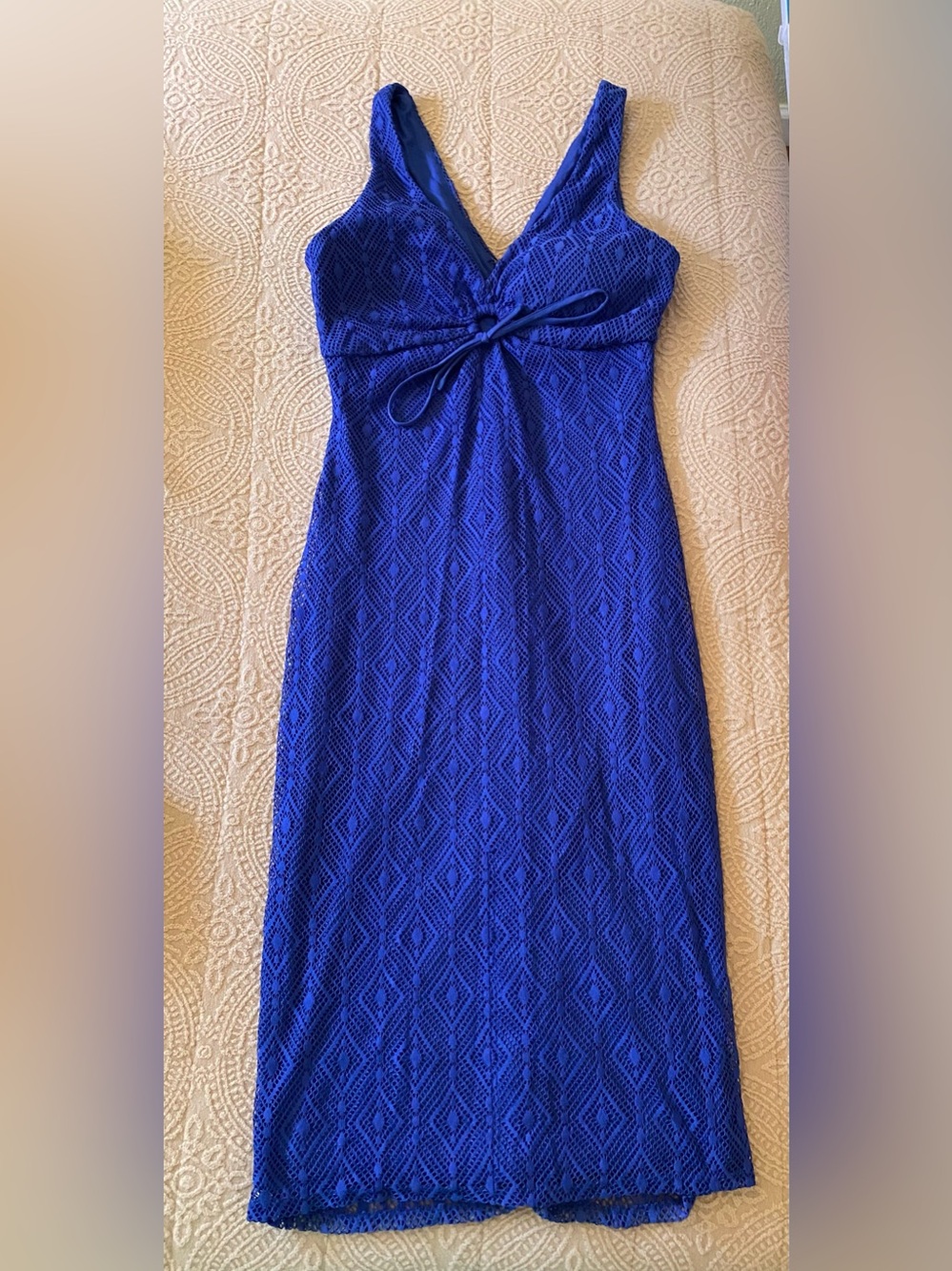 Guess Cobalt Blue Midi Lace Dress